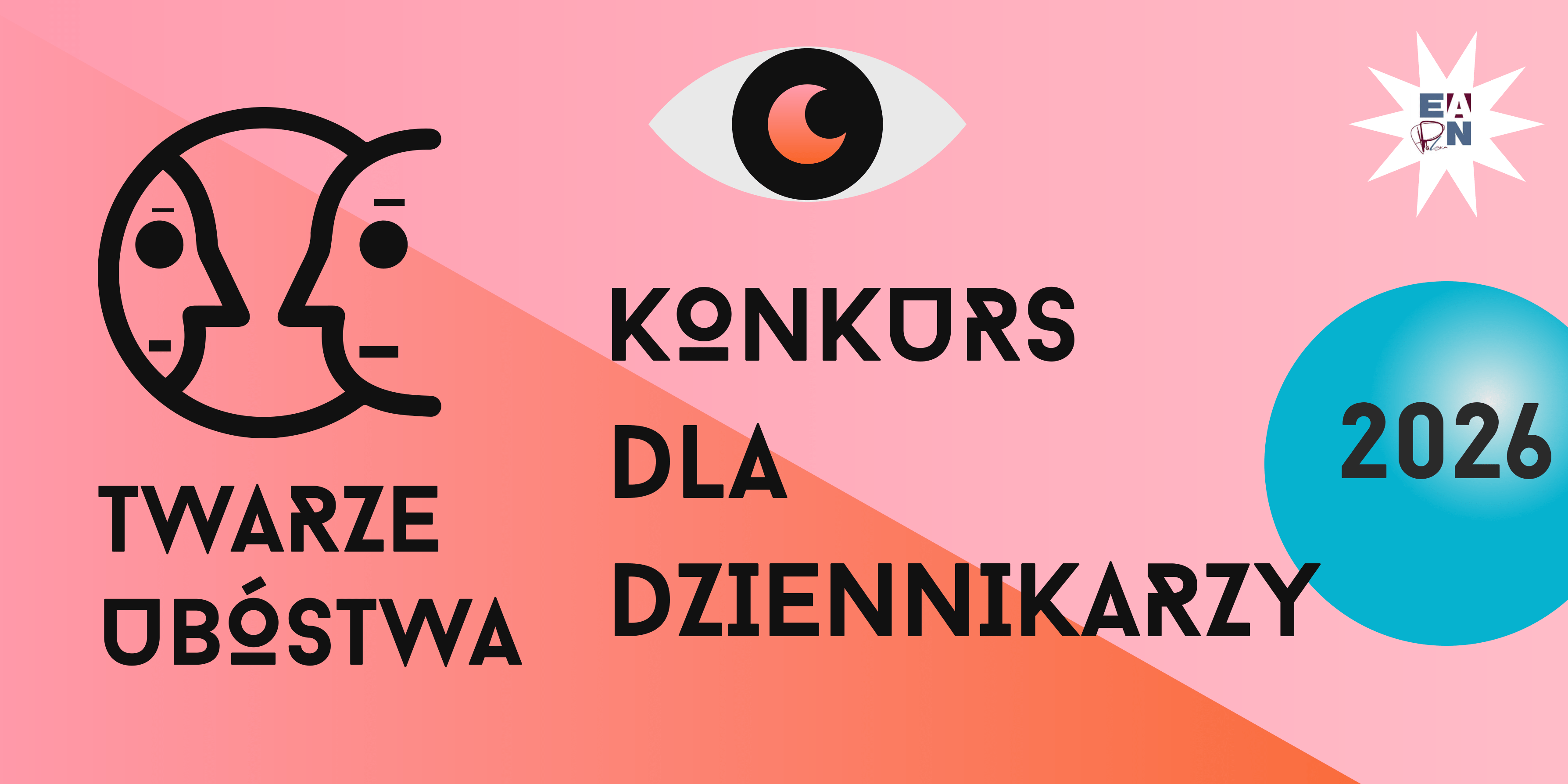 Baner konkursu dla dziennikarzy „Twarze Ubóstwa” 2026